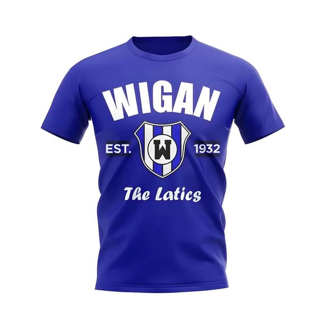 Wigan Wigan Men's Personalised Established Football T-Shirt in Blue - 2