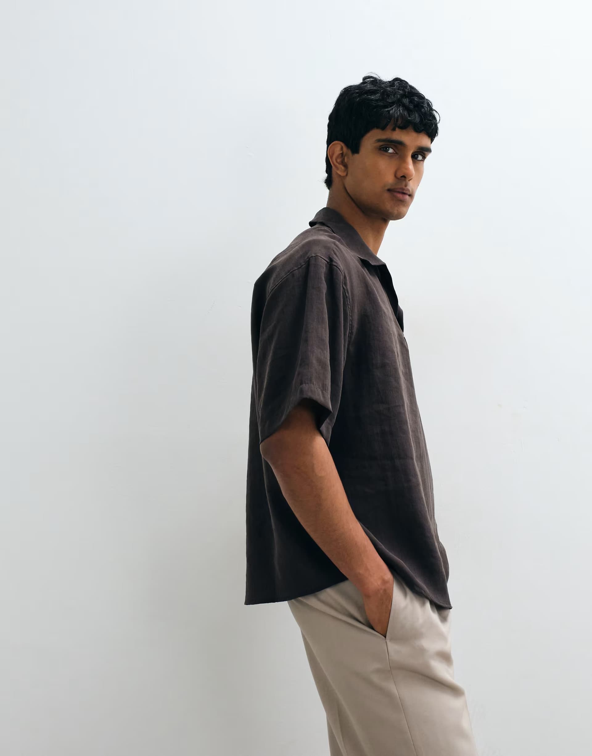 ASOS ASOS DESIGN oversized overhead flowing shirt in brown