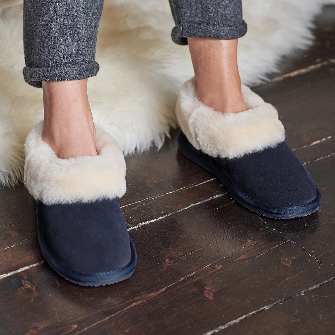 mysmartbuy mysmartbuy Women's Suede & Sheepskin Short Slipper Boots - Comfortable & Stylish Plush Fur Lined Indoor House Shoe Footwear with Rubber Sole - 2