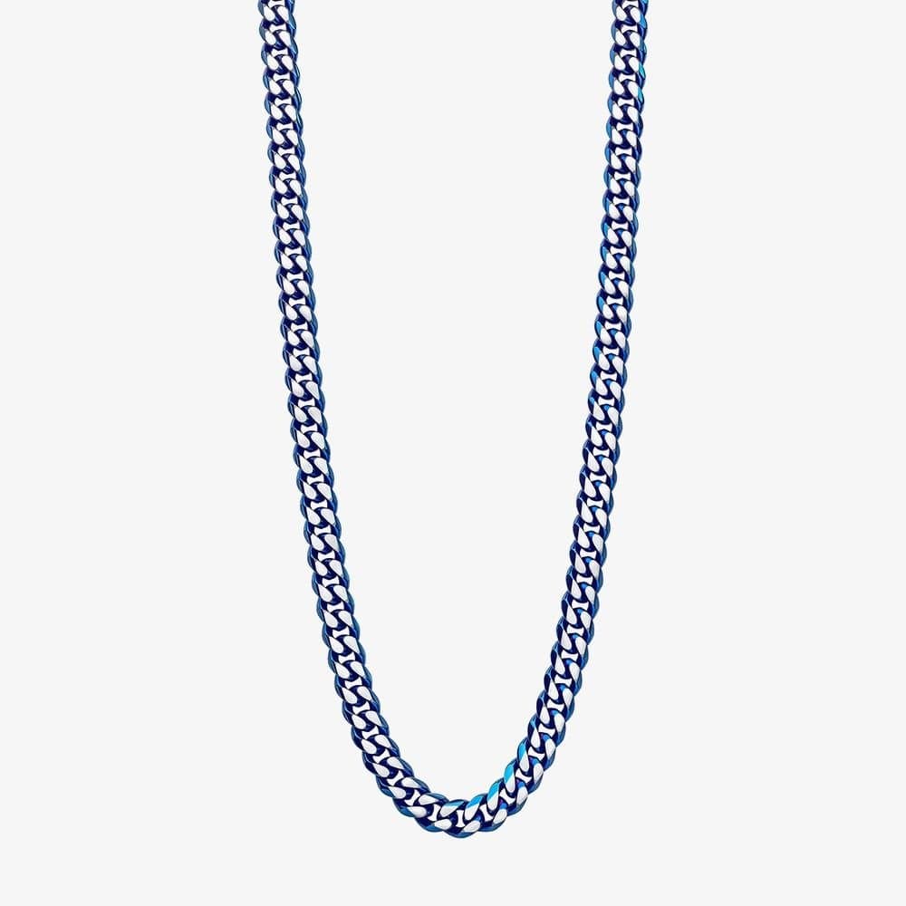Fred Bennett Fred Bennett Men's Blue Tone Stainless Steel Flat Curb Chain N4652B