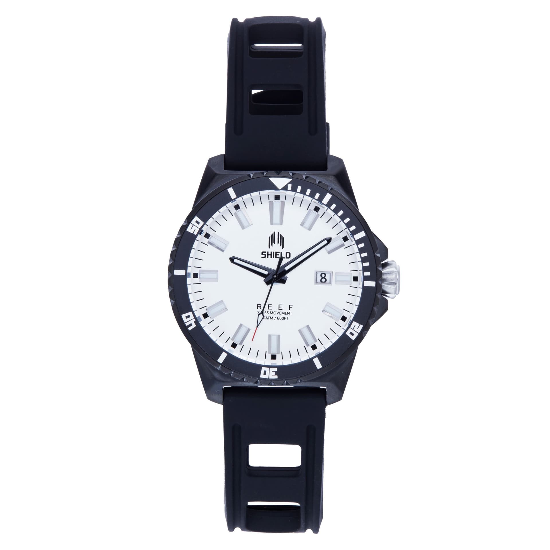 Shield Shield Men's Reef Strap Watch w/Date - Black/White in White