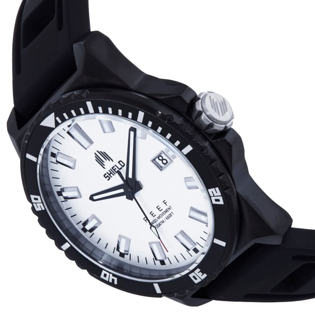 Shield Shield Men's Reef Strap Watch w/Date - Black/White in White - 2