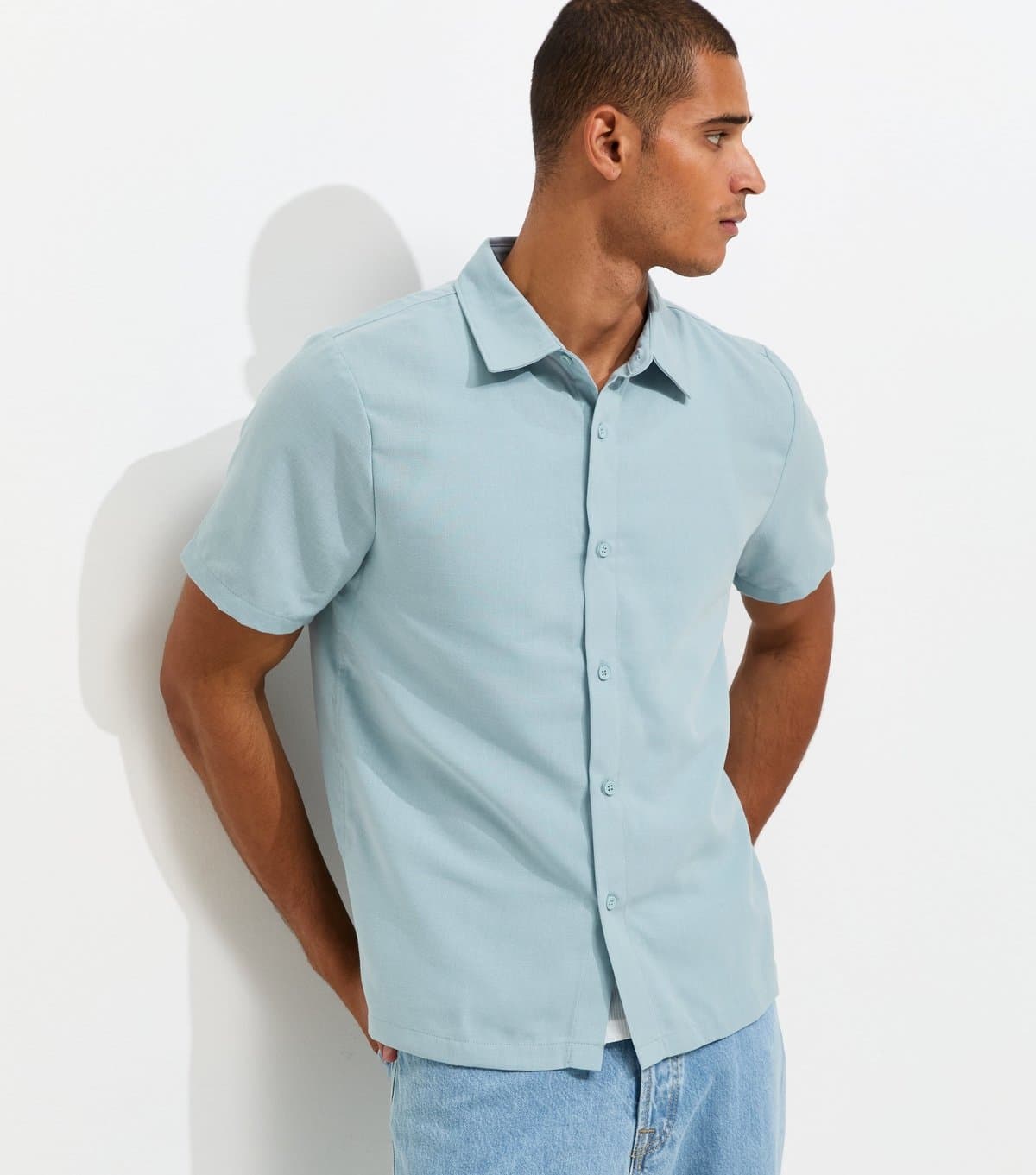 jack & jones Men's Light Blue Short Sleeve Regular Fit Shirt Jack & Jones New Look