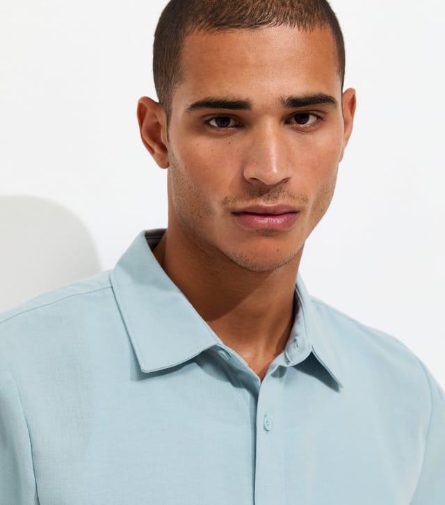 jack & jones Men's Light Blue Short Sleeve Regular Fit Shirt Jack & Jones New Look - 3