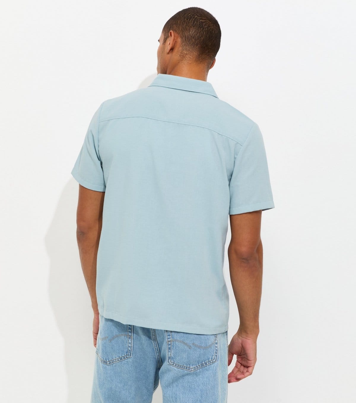 jack & jones Men's Light Blue Short Sleeve Regular Fit Shirt Jack & Jones New Look - 4