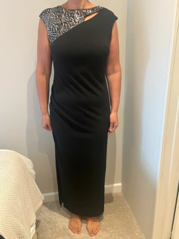 Monsoon Monsoon Black Sequin Embellished Maxi Evening Dress – UK Size 14