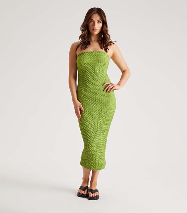 Urban Bliss Women's Light Green Textured Bandeau Midi Dress Urban Bliss New Look - 2