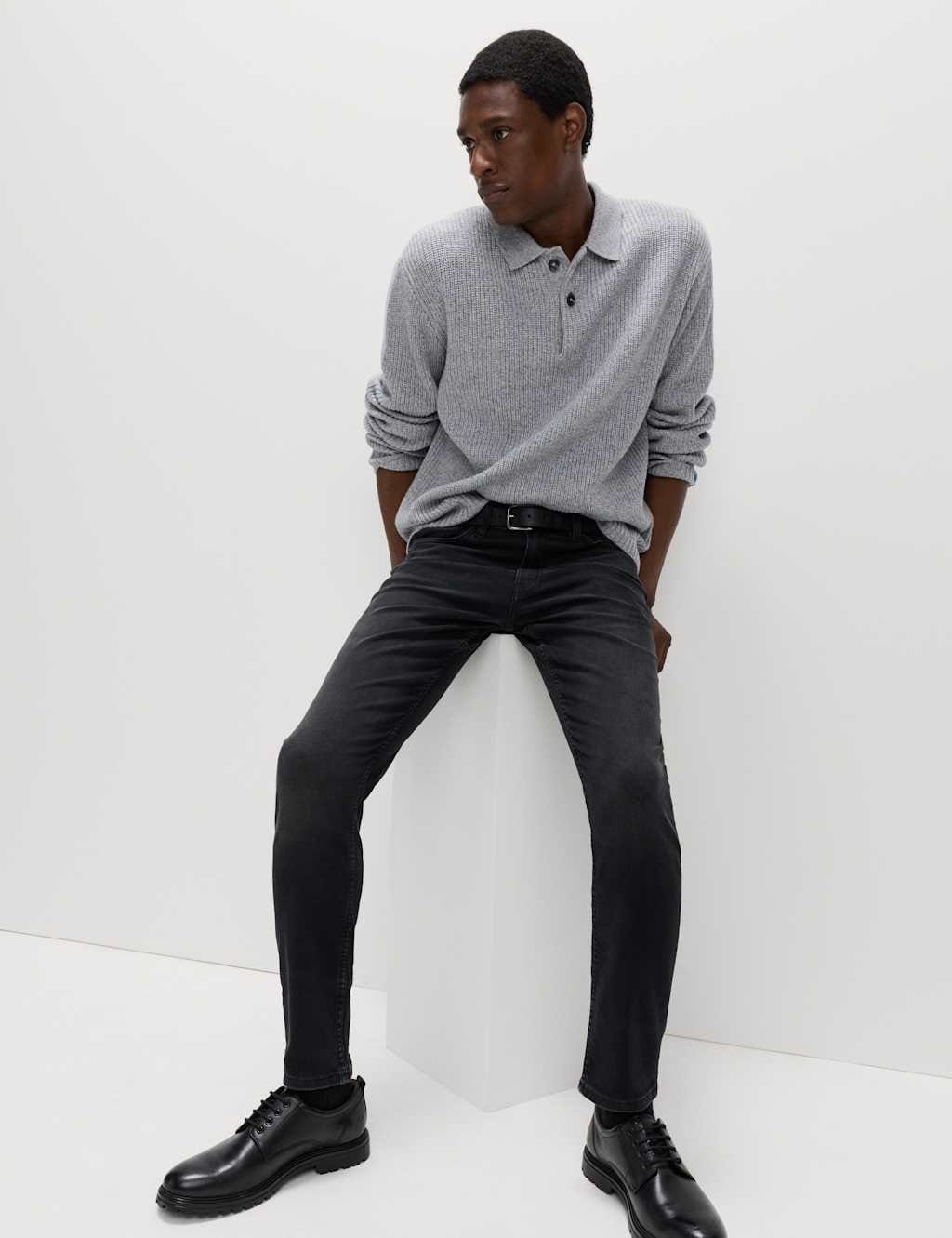 Marks & Spencer M&S Slim Fit Comfort Stretch Jeans Black Denim - 1