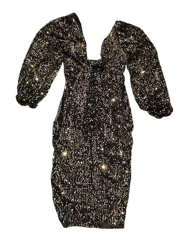 Asos luxe Stunning Black and Gold Sequin Dress