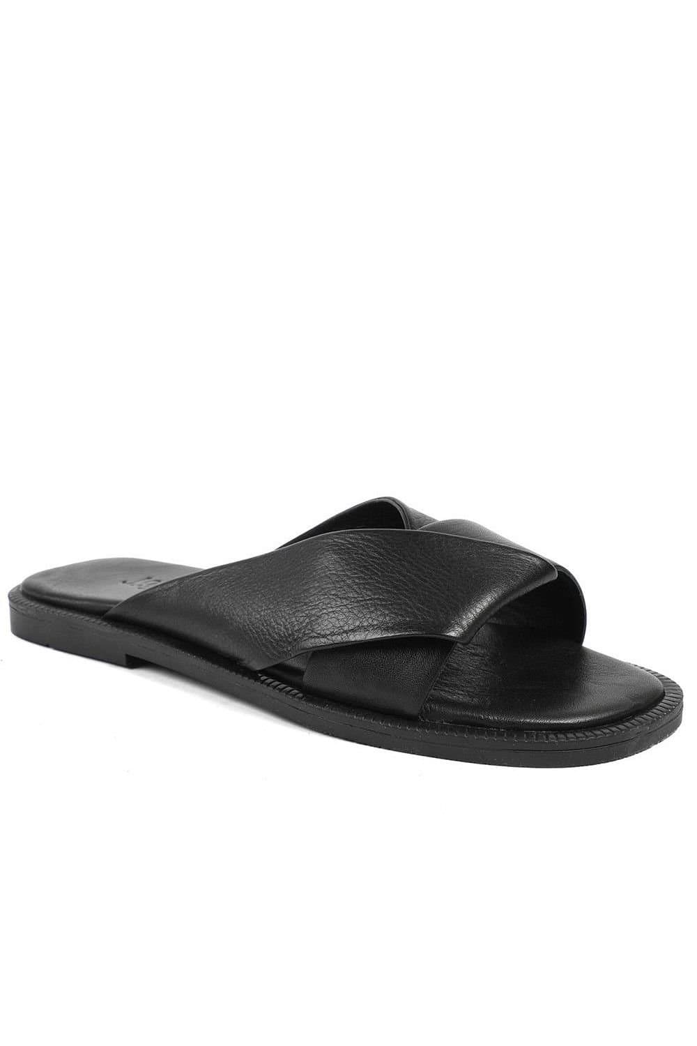 Jones Bootmaker Jones Bootmaker Women's Hazelle Flat Mule Sandals in Black
