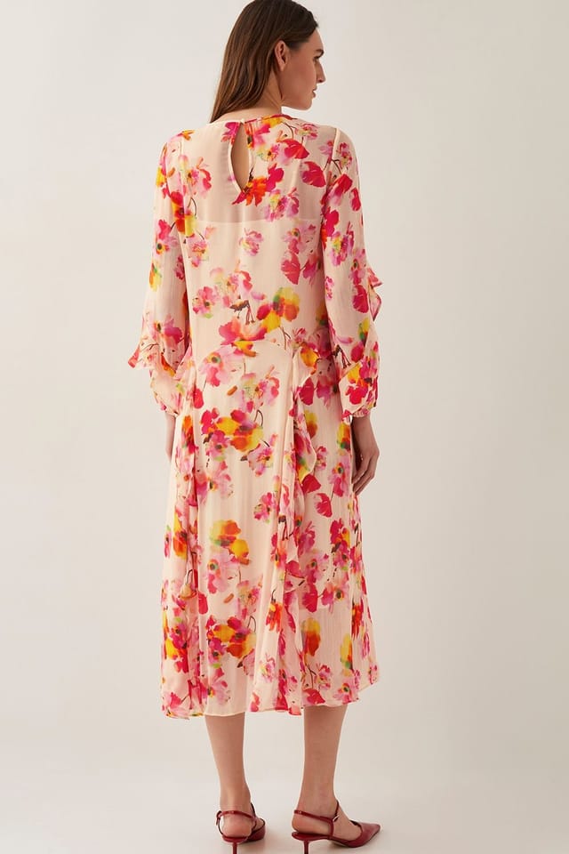 Monsoon Monsoon Women's Vanna Frill Floral Print Midi Dress Ivory - 3