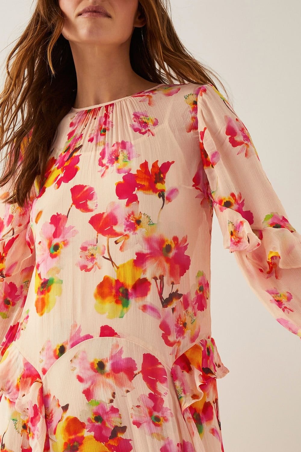 Monsoon Monsoon Women's Vanna Frill Floral Print Midi Dress Ivory - 4