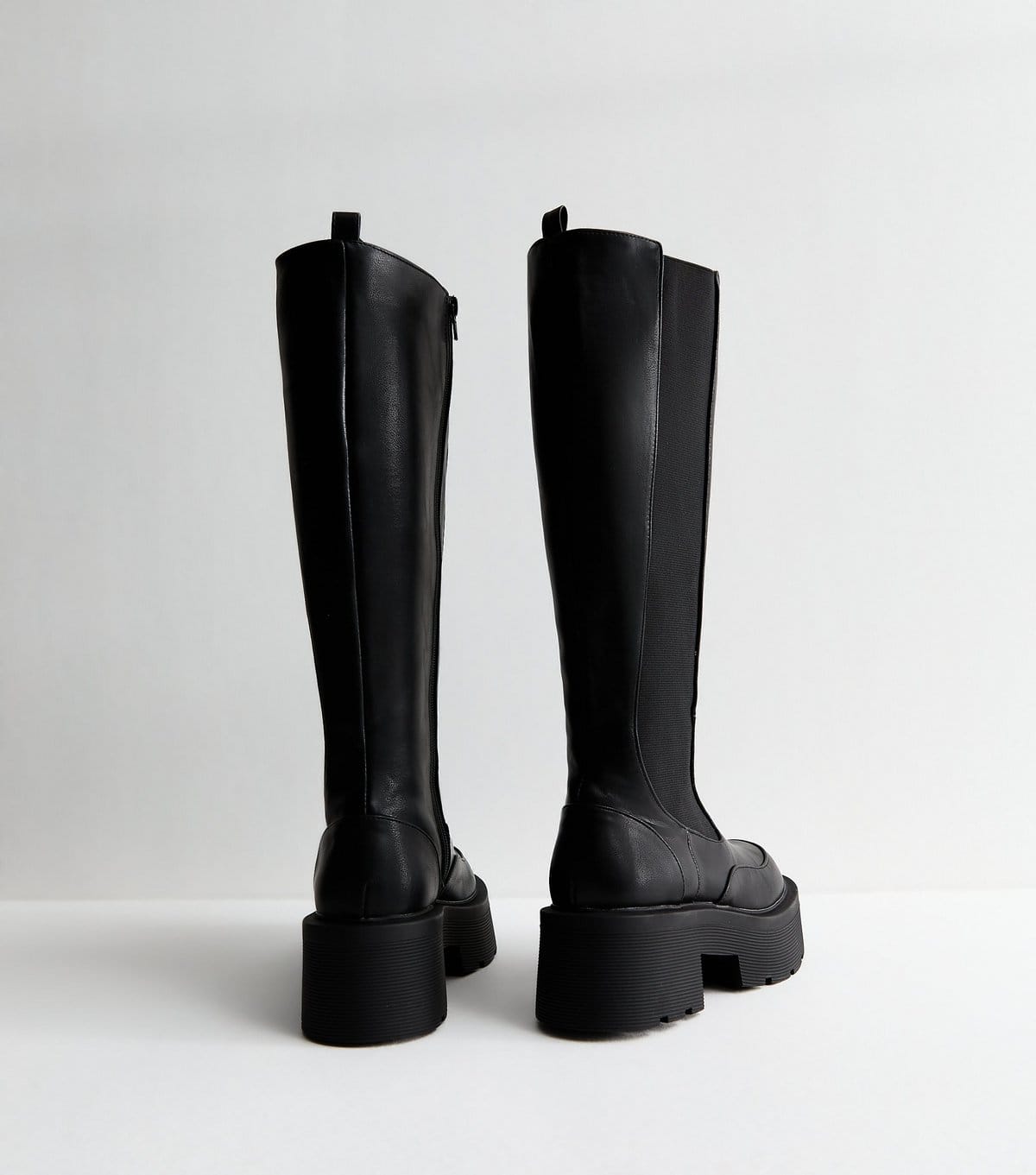 Public Desire Women's Black Evergreen Faux Leather Platform Knee High Boots Public Desire New Look - 4
