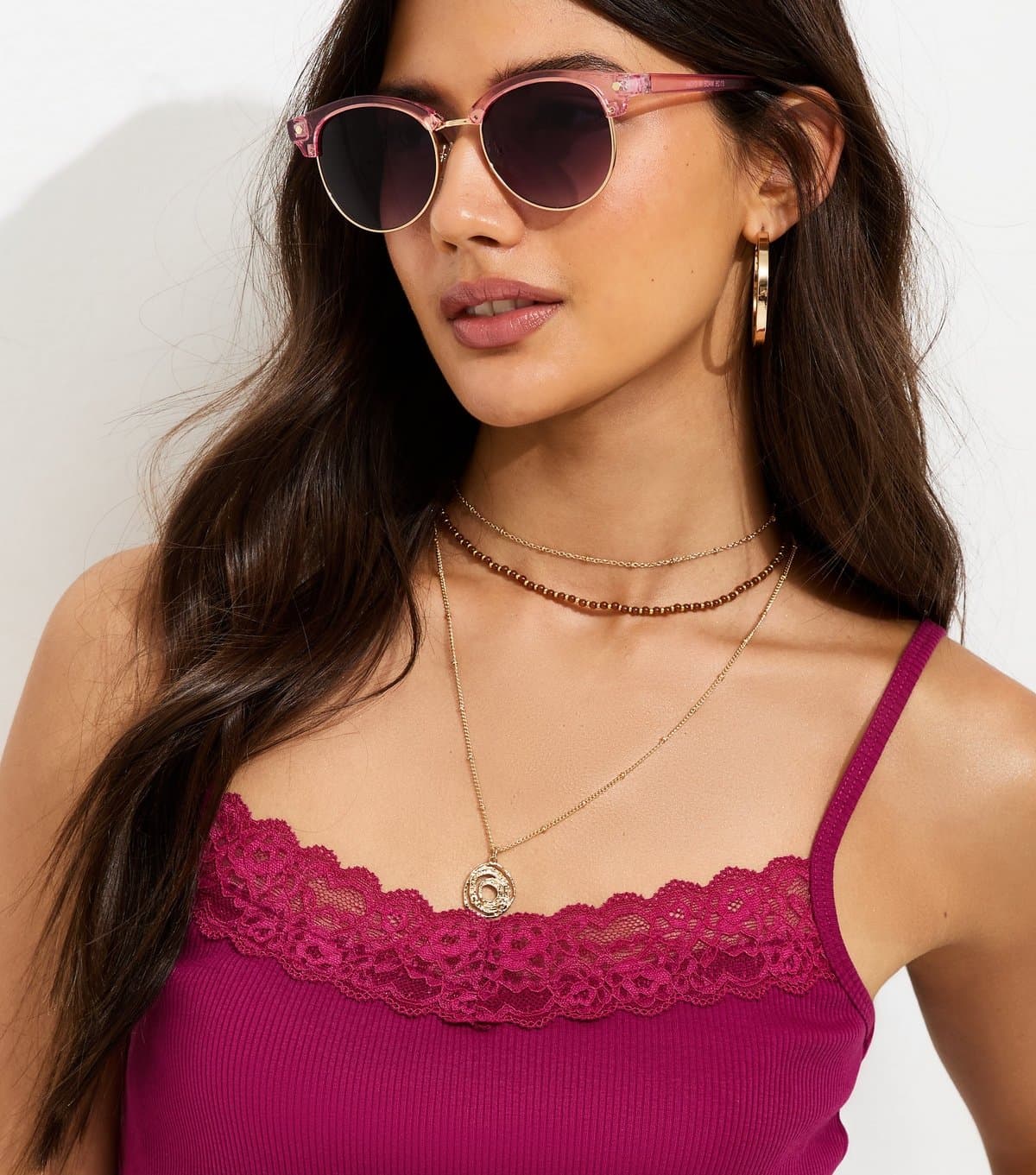 New Look New Look Pink Round Frame Contrast Lenses Sunglasses