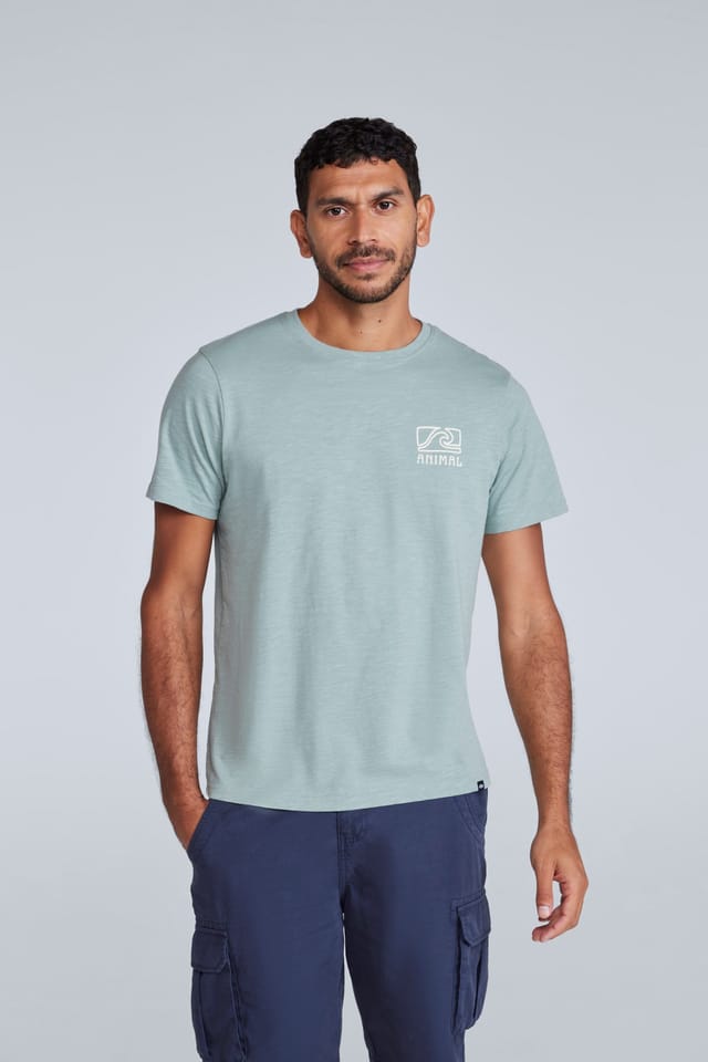 Animal Animal Men's 'Jacob' Short Sleeve Relaxed Fit Lightweight Casual Cotton T-Shirt in Pale Green - 3