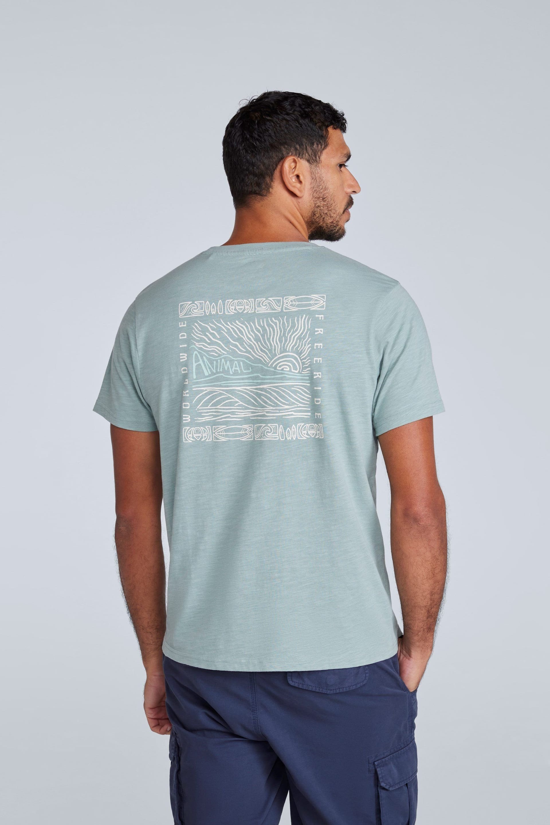 Animal Animal Men's 'Jacob' Short Sleeve Relaxed Fit Lightweight Casual Cotton T-Shirt in Pale Green - 4