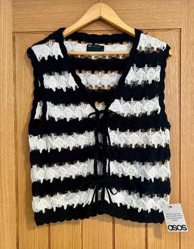 ASOS Design Crochet tie front knitted waistcoat