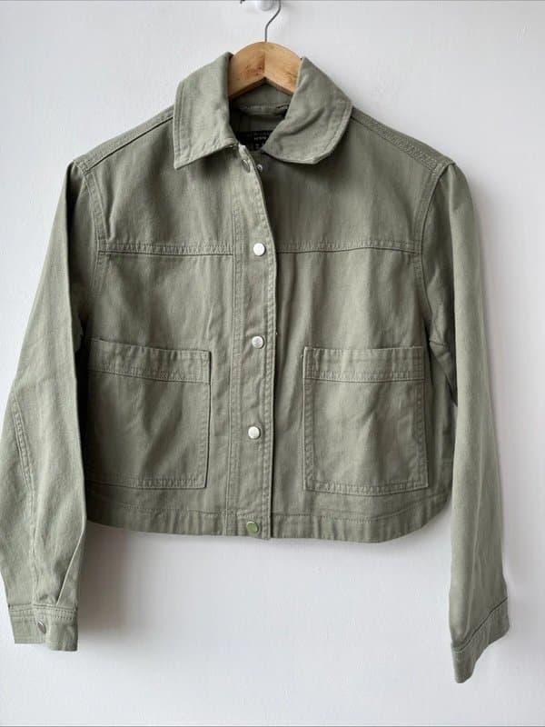 New Look New look - petite denim cropped jacket - size 04 - green