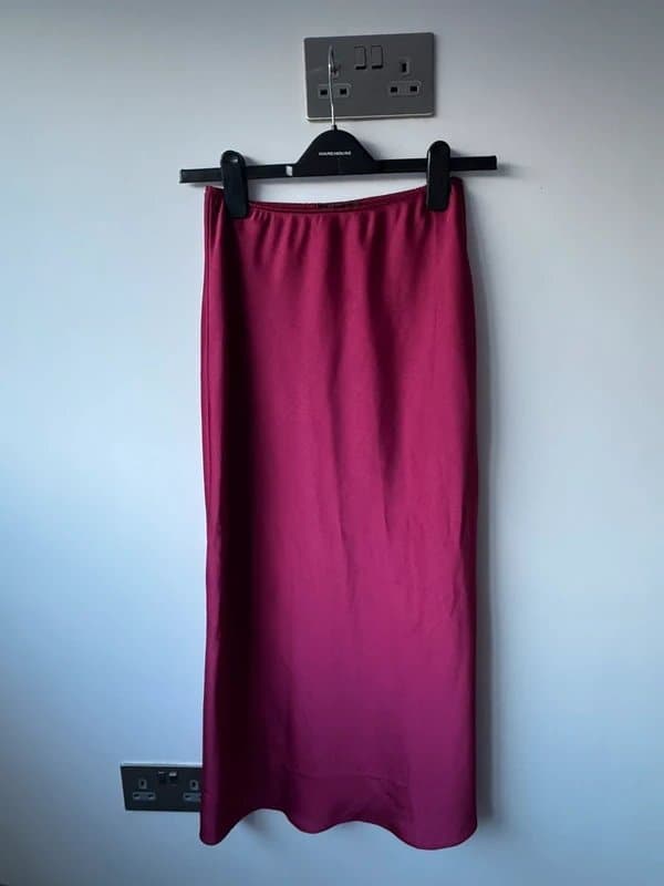 ASOS Design Satin midi skirt pink/red