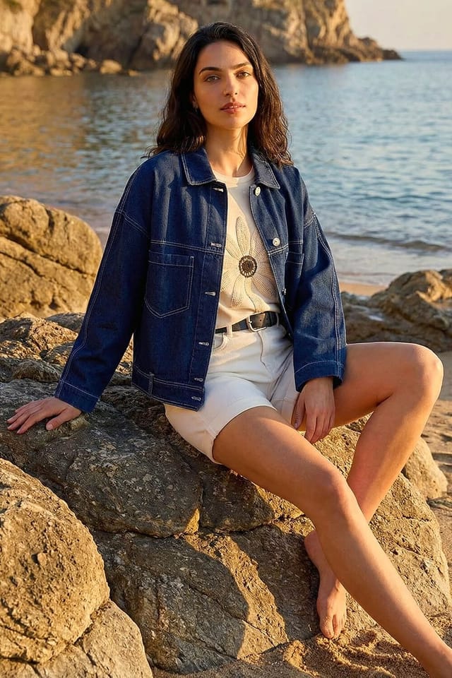 Dusk Dusk Women's Denim Jacket in Indigo - 2