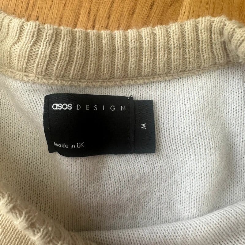 ASOS Design Beige Oversized Graphic Knit Jumper