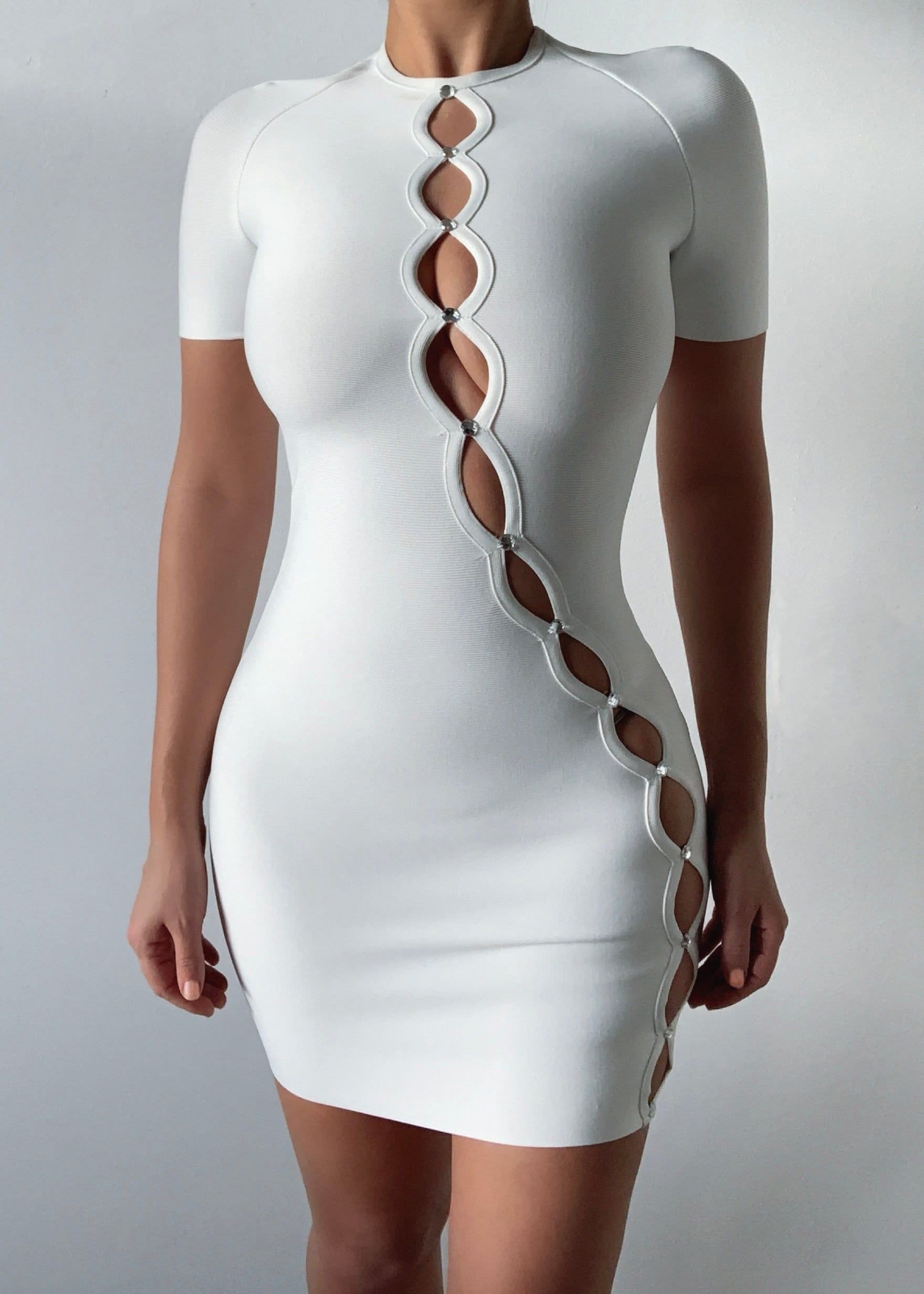 LEMONLUNAR LEMONLUNAR Women's The Itzel Bandage Dress in White - 4