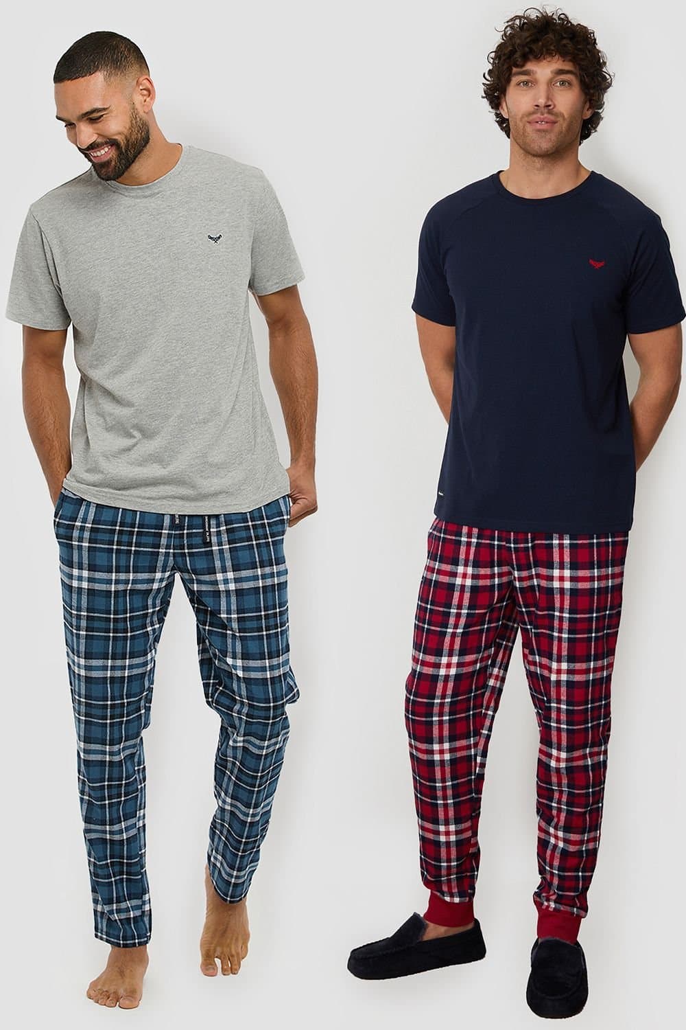 Threadbare Threadbare Men's 2-Pack Short Sleeve Top & Check Pants Pyjama Sets