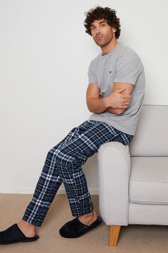 Threadbare Threadbare Men's 2-Pack Short Sleeve Top & Check Pants Pyjama Sets - 2