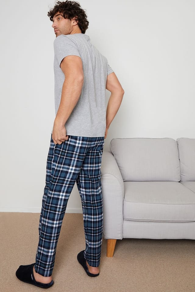 Threadbare Threadbare Men's 2-Pack Short Sleeve Top & Check Pants Pyjama Sets - 3