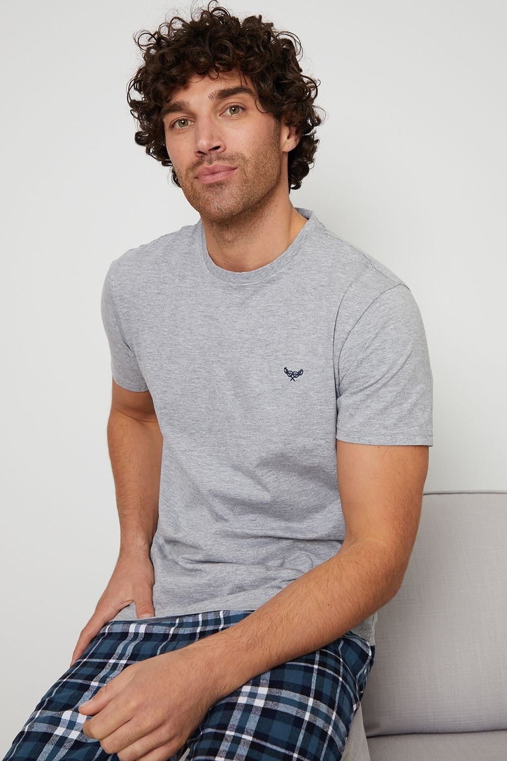 Threadbare Threadbare Men's 2-Pack Short Sleeve Top & Check Pants Pyjama Sets - 4