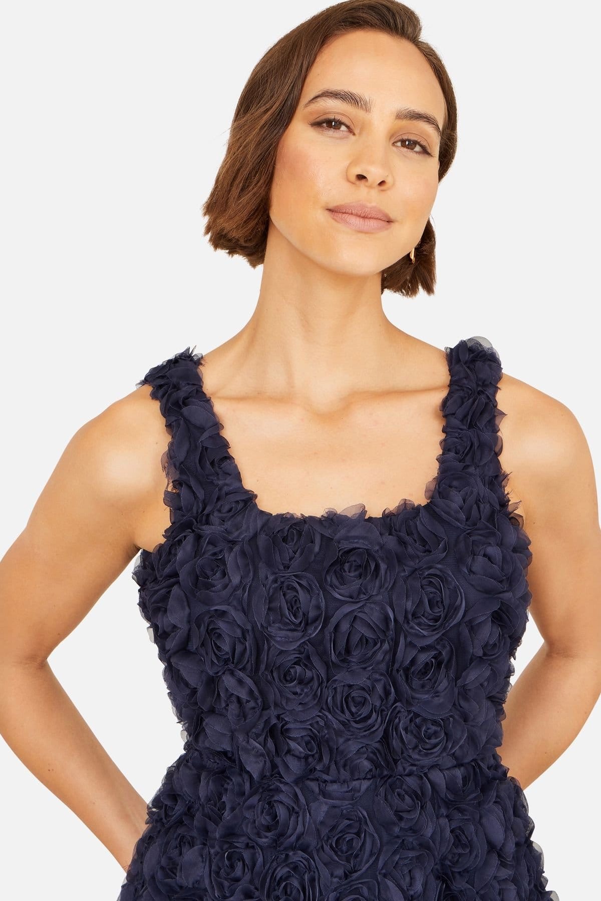 Yumi Yumi Women's Applique Floral Skater Dress in Dark Navy - 4
