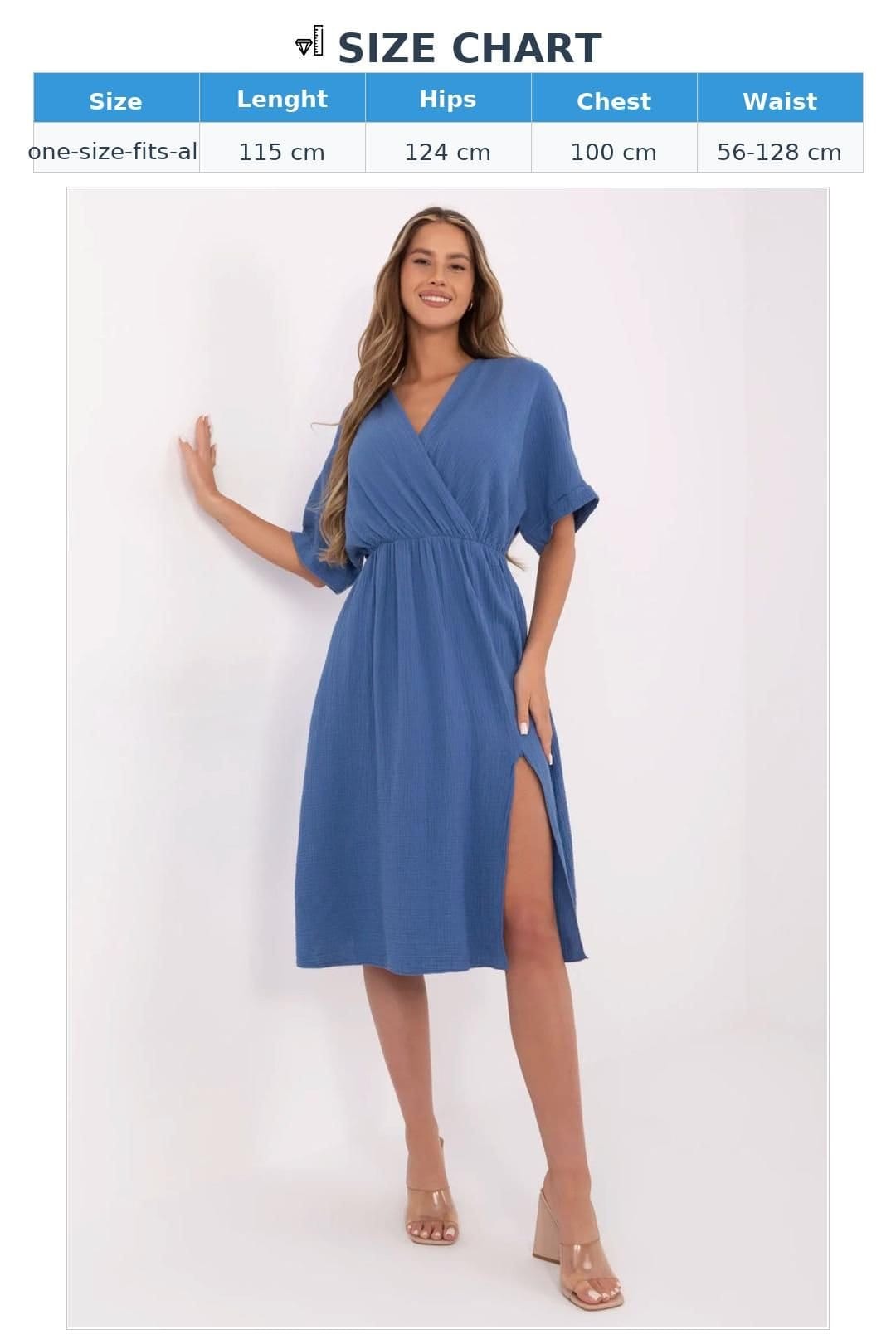 Love Lace Love Lace Women's Airy Cotton Muslin Midi Wrap Summer Dress in Blue - 4