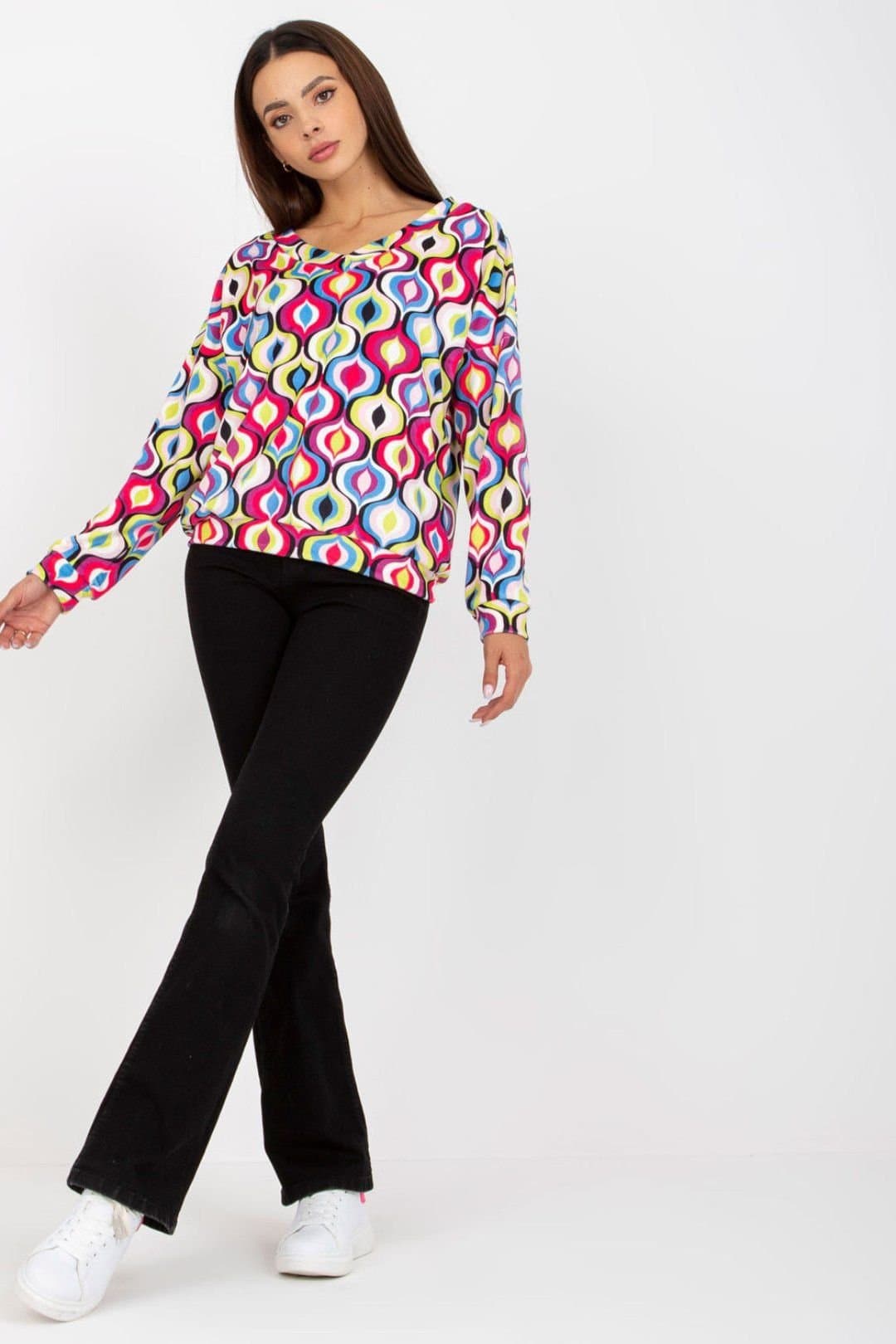Love Lace Love Lace Pink Heart Neck Sweatshirt in Multi-Colour Print