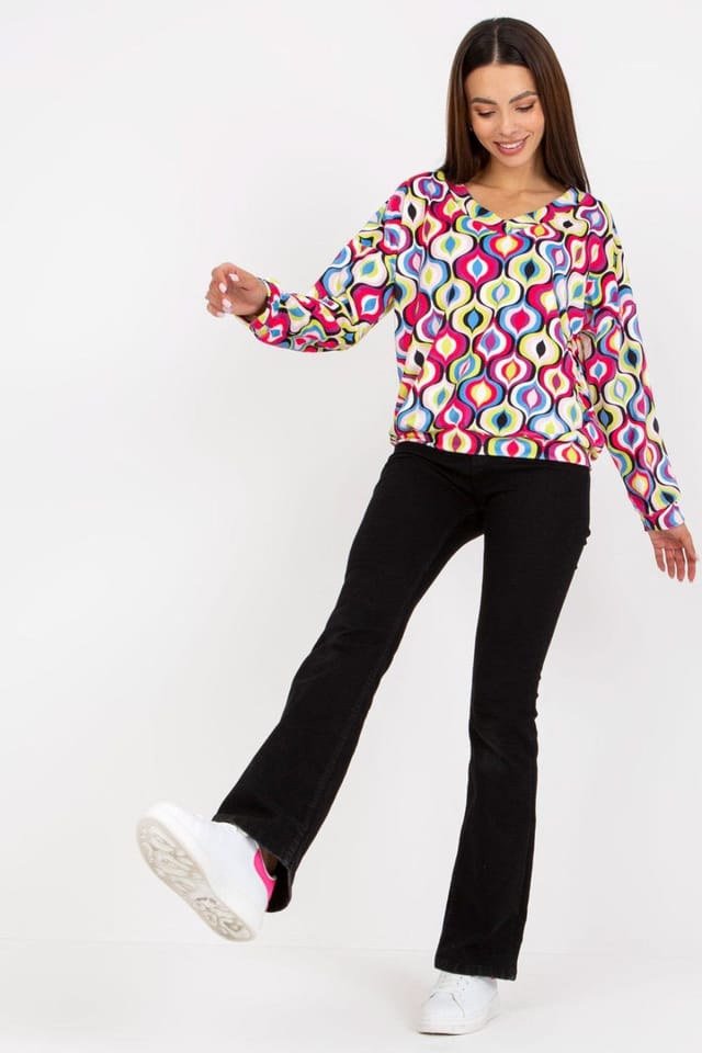 Love Lace Love Lace Women's Heart Neck Long Sleeve Sweatshirt Style 168880 in Pink - 3