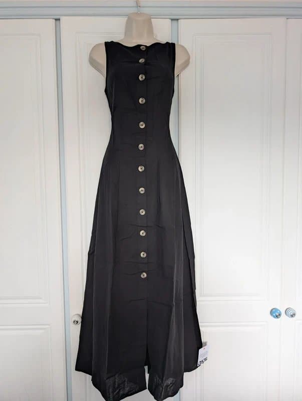 ASOS ASOS Design slash neck button down maxi dress in black size 10 *no offers*