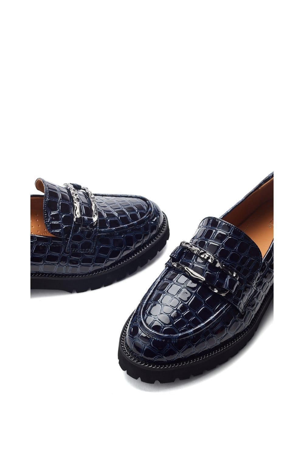Moda In Pelle Moda In Pelle Women's 'Egoma' Patent Mocc Croc Loafers in Navy - 4