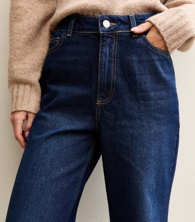 New Look Women's Petite Dark Blue High Rise Wide Leg Jeans New Look - 2