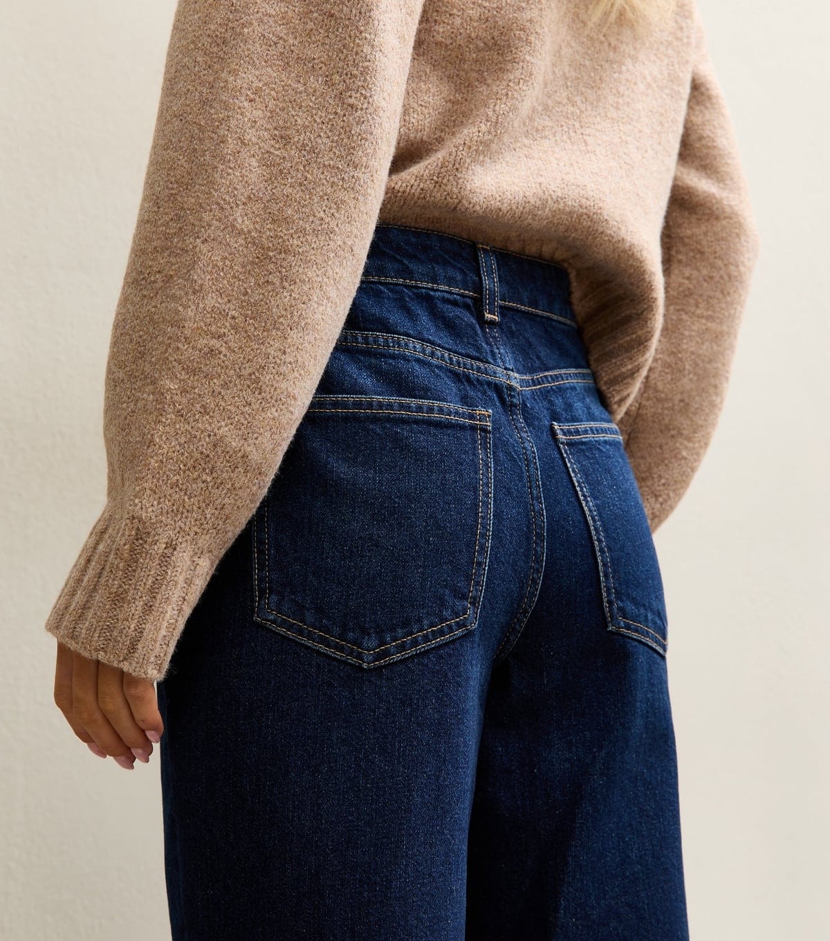 New Look Women's Petite Dark Blue High Rise Wide Leg Jeans New Look - 4