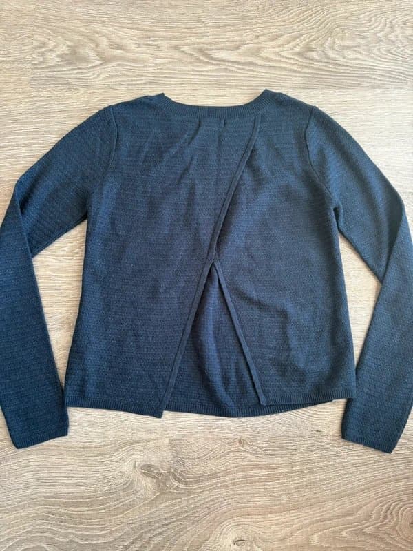 FatFace FatFace Navy Blue Open Back Jumper UK 6 Textured Knit Long Sleeve Sweater Women’s