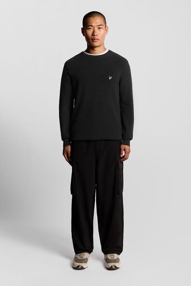 Lyle & Scott Lyle & Scott Men's Engineered Rib Crew Neck Black Ice - 2