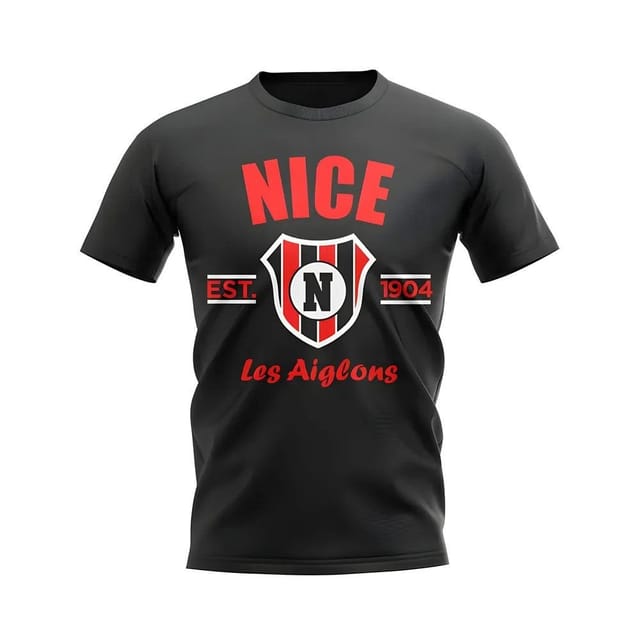 OGC Nice OGC Nice Men's Personalised Established Football T-Shirt in Black - 2