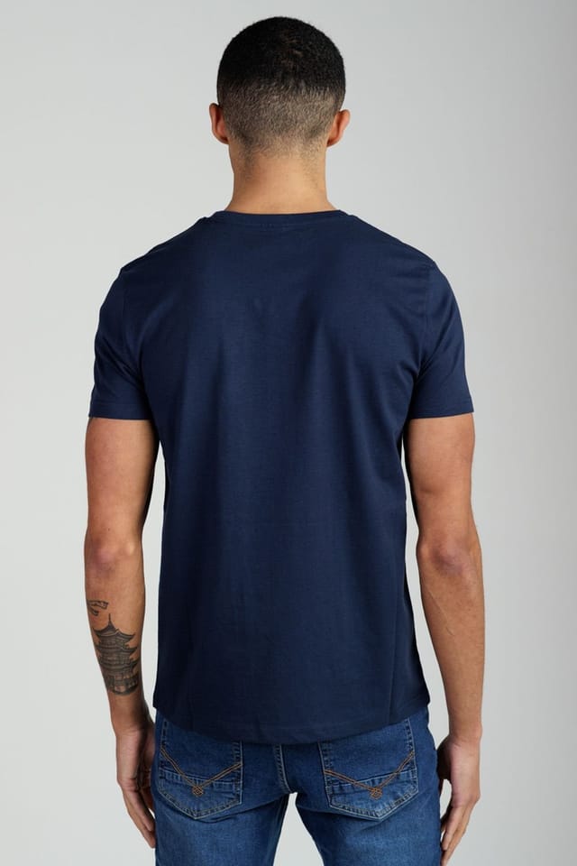 Foray Foray Men's Short Sleeve Cotton Crew Neck Logo T-Shirt in Navy - 2