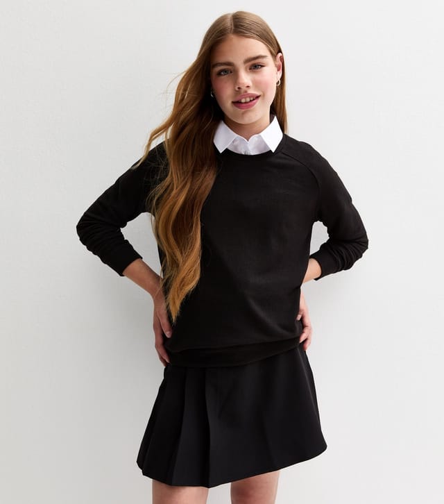 New Look Girls' Black Pack Of 2 Crew Neck School Jumpers New Look - 2