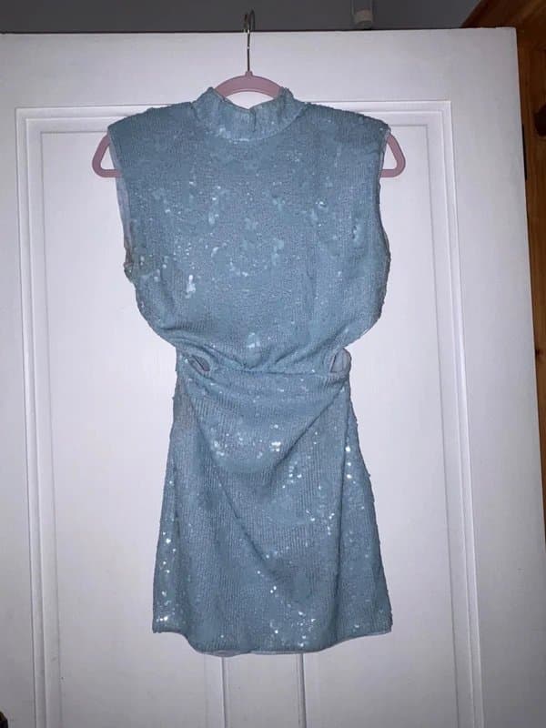 Bershka Sequin blue mini dress