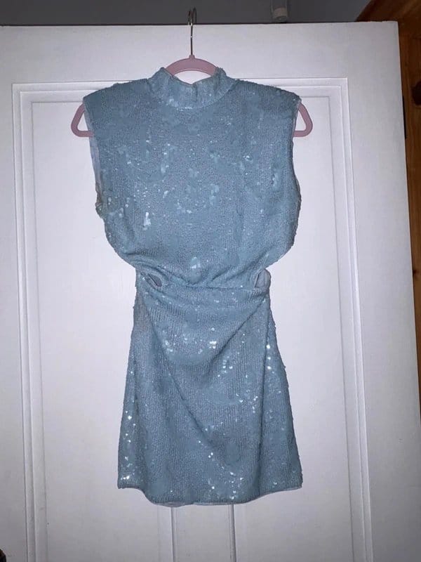 Bershka Sequin blue mini dress - 1