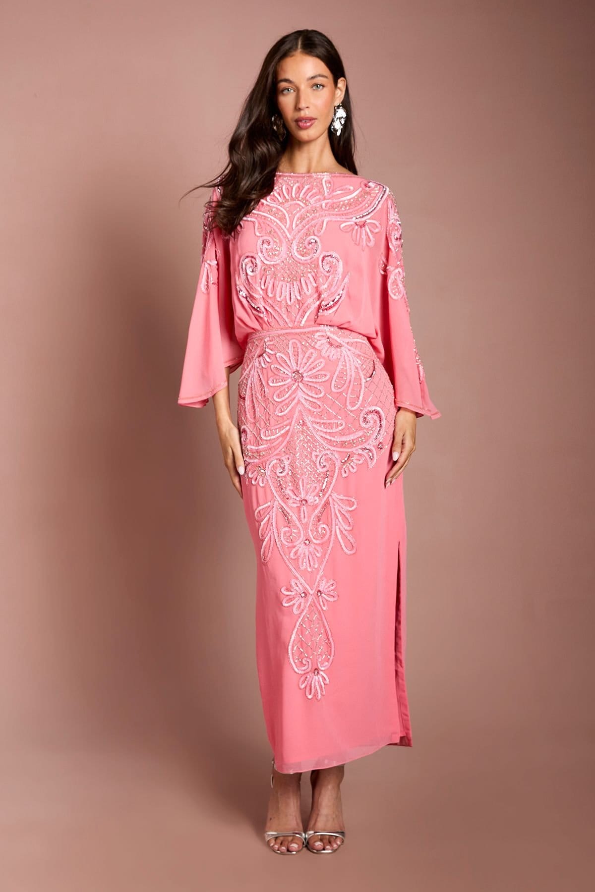 Coast Coral Batwing Embellished Midi Dress
