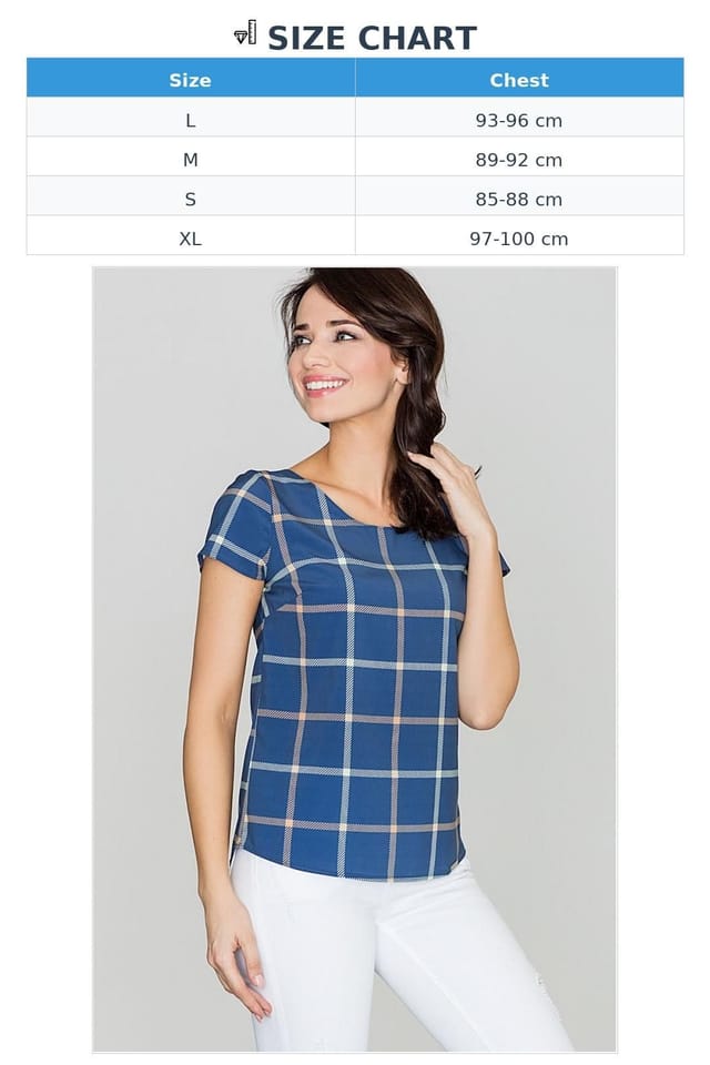 Love Lace Love Lace Women's Loose Short Sleeve Retro Check Blouse Style 114276 in Blue - 3