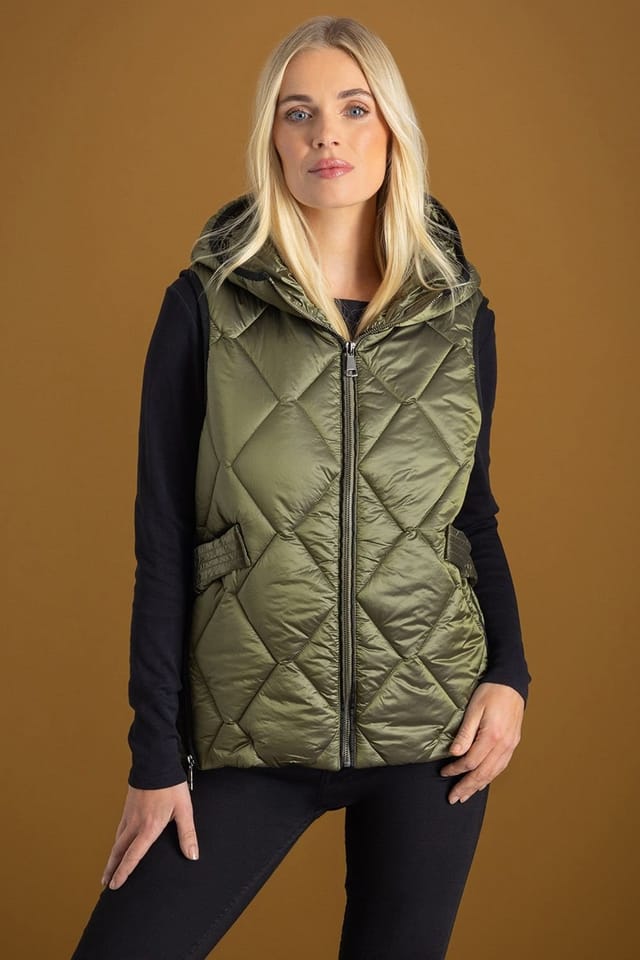 klass Klass. Women's Hooded Gilet in Green - 2