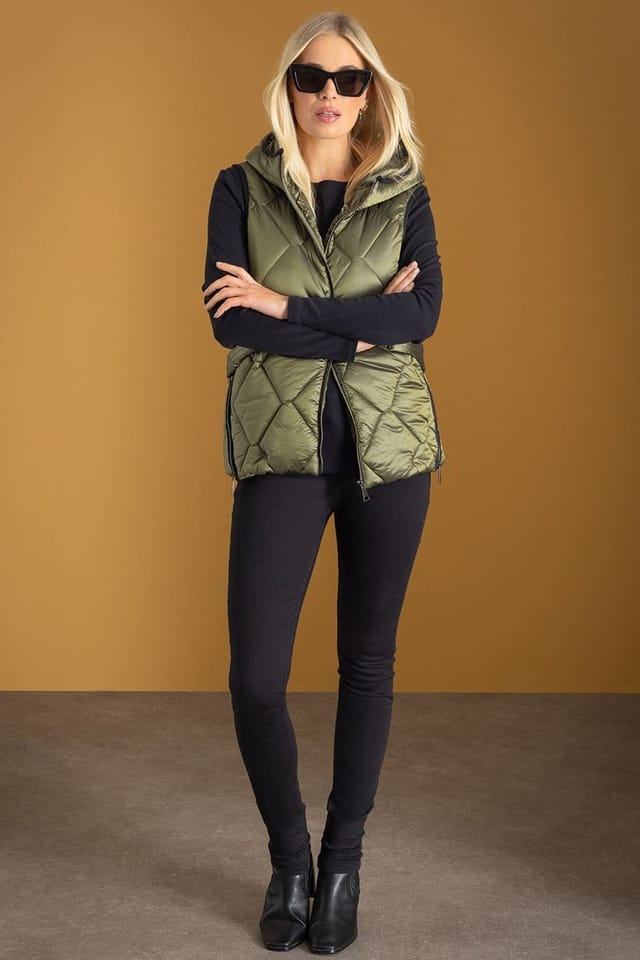 klass Klass. Women's Hooded Gilet in Green - 3