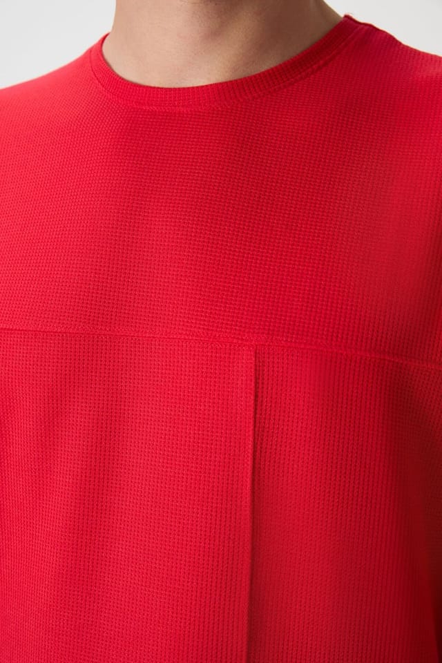Tommy Life Tommy Life Men's Oversized Jersey T-Shirt With Pocket in Red - 3